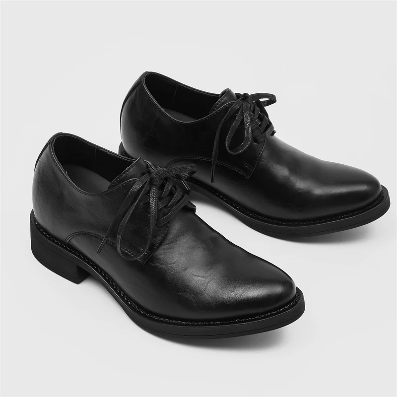 High End Men Business Casual Derby Shoes Retro Minimalist Style Thick Sole Anti Slip Commuting Workplace Versatile Shoes