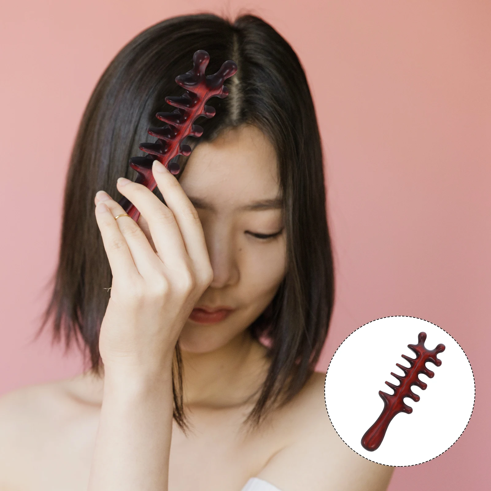 

Natural Wood Massage Comb for Hair Care Detangling Ergonomic Design Portable Brown Wooden Scalp Massager Travel Home Daily Use