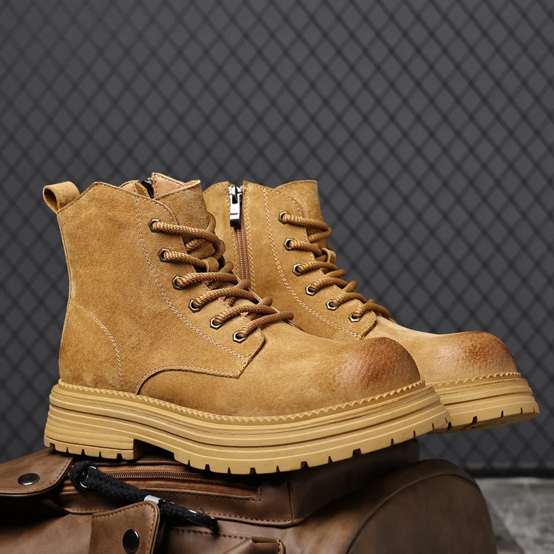

Men's boots 2026 new winter student retro thick sole big head suede fashionable motorcycle workwear boots