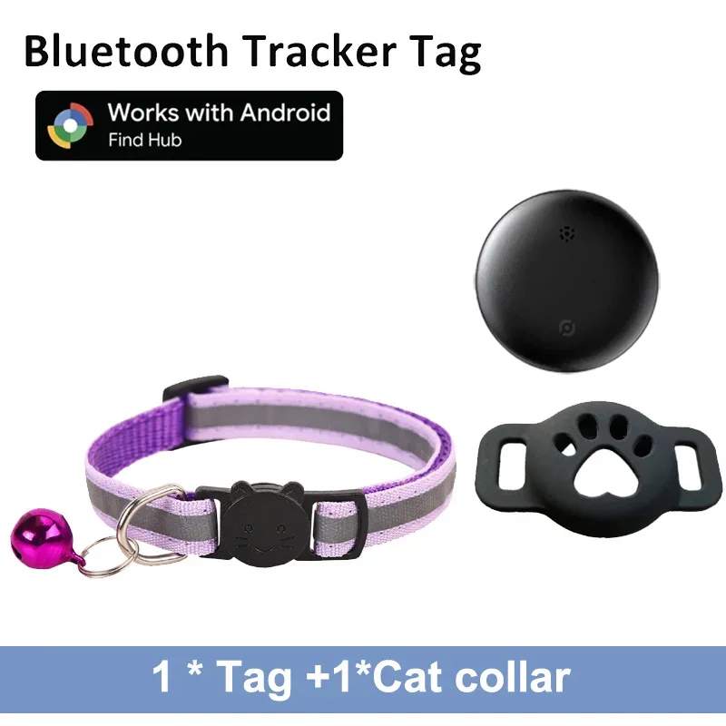 Bluetooth GPS-Tracker Kompatibel mit Google Find My (Nur Android) Wasserdichter Intelligenter Tracker-Tag mit Verstellbarem Halsband für Katzen, Haustiere