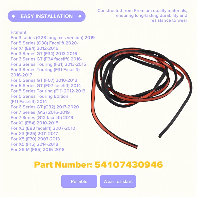 54107430946 Car Sunroof Seal Strip For BMW X1 X3 X5 E84 F25 E70 3 5 7 2010-2020 Sunroof Frame Seal view 3