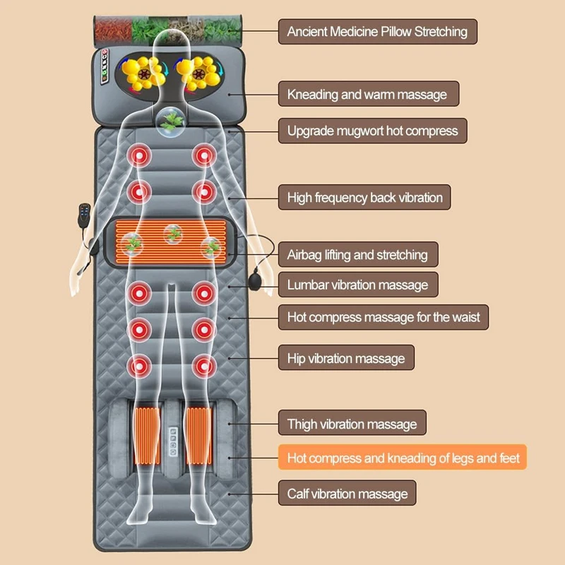 Repor Materasso per massaggio elettrico Cuscino d'aria Rullo a infrarossi Airbag elettrico per tutto il corpo Tappetino per massaggio a pressione con allungamento delle vibrazioni