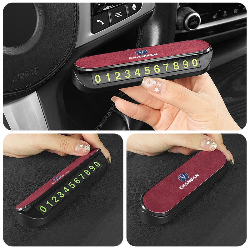 Car Logo Temporary Parking Card Phone Number Plate Auto Accessories  For Changan CS75 CS35 CS15 CS95 RAETON CX70 CS55 EADO CX20