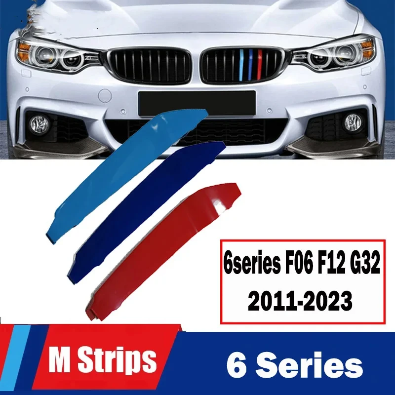 3D M Front Grille Trim Sport Strips grill Cover Performance Stickers For 2010-2023 BMW 6 Series F12 F13 F06 640i 650i G32 GT6