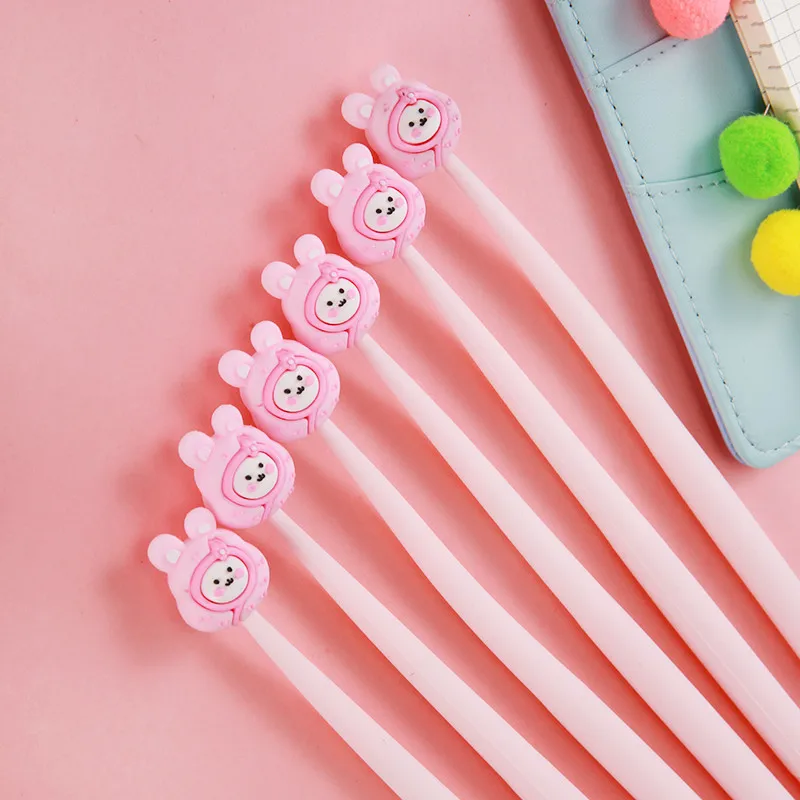 

Ручка 48 шт., милый мультяшный силиконовый фонтан, нейтральный фонтан, розовая девушка, мягкий клей, студенческая ручка для письма