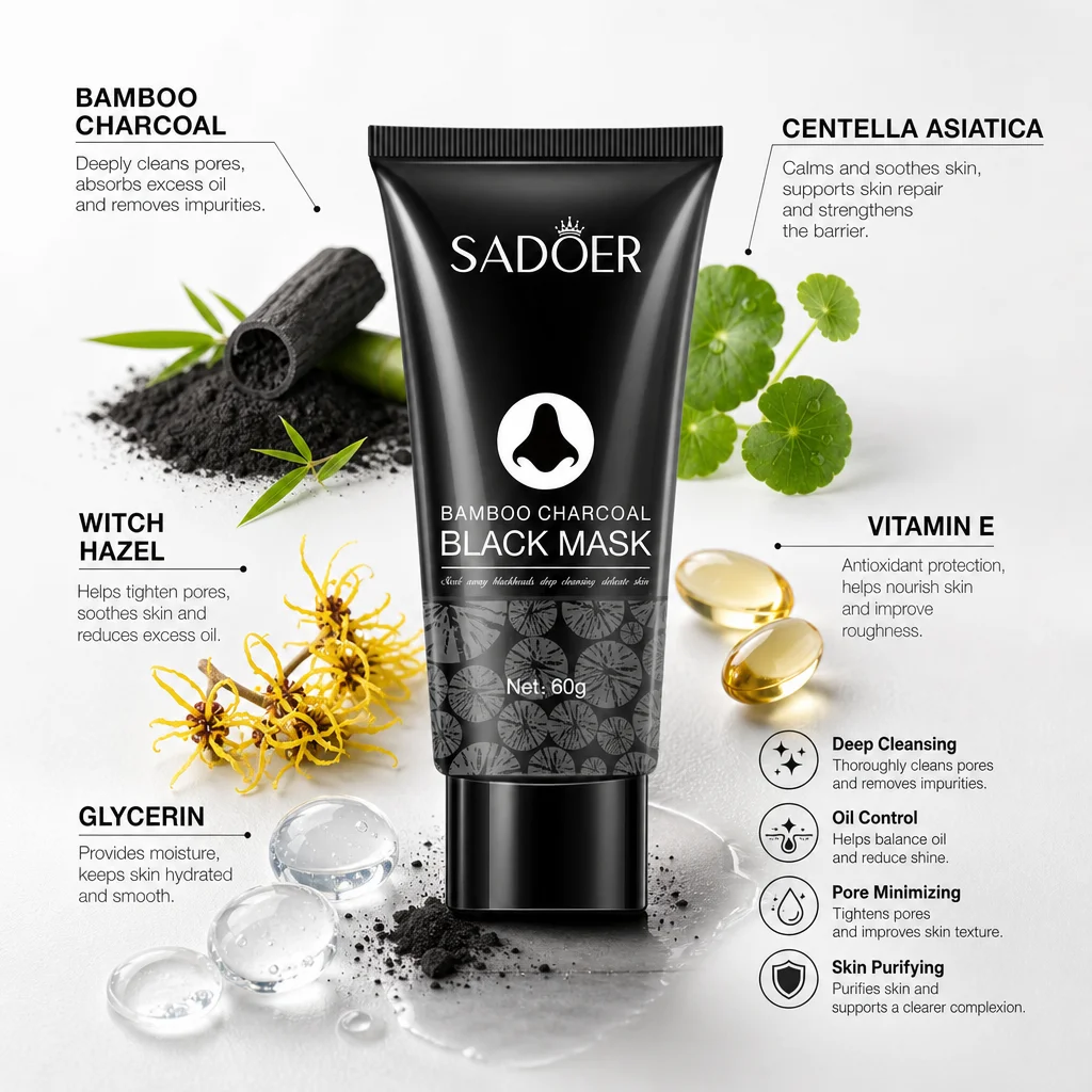 Facial Black Mask Deep Cleansing Oil Control Pore Refining Face Mask Remove Impurities Shrink Pores Smooth Skin Skin Care Mask