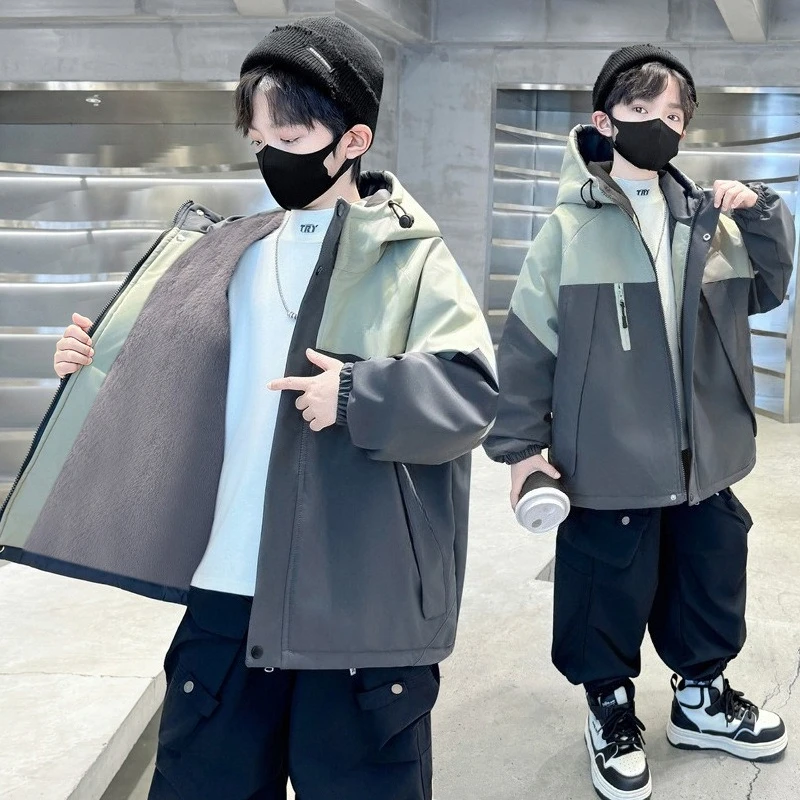 

2026 Boys Plush Winter Coat, New Thick Kids Parka & Quilted Jacket for Big Children