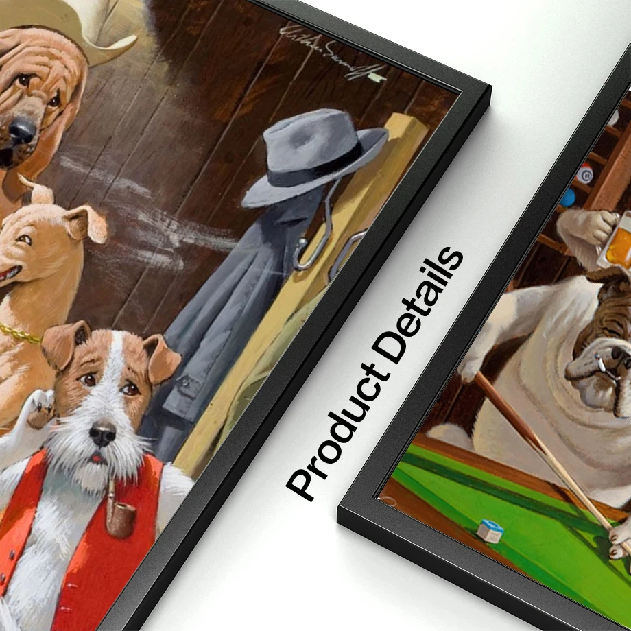 Funny Animals Party Dog Playing Poker Billiards Canvas Painting Posters and Prints Wall Art Pictures Home Decor for Living Room