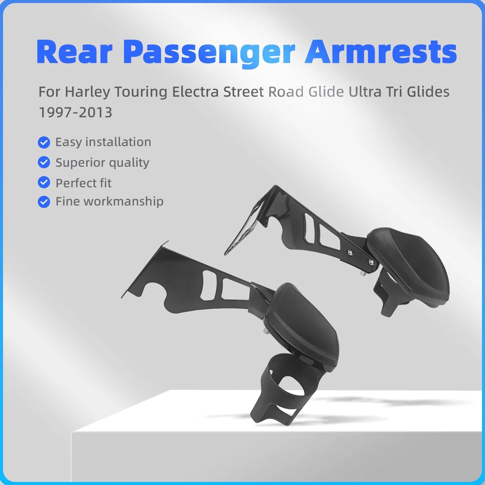 

Motorcycle Drinking Holder Cup Adjustable Passenger Armrest Bracket For Harley Touring Electra Glide Road Glide Ultra 2014-up