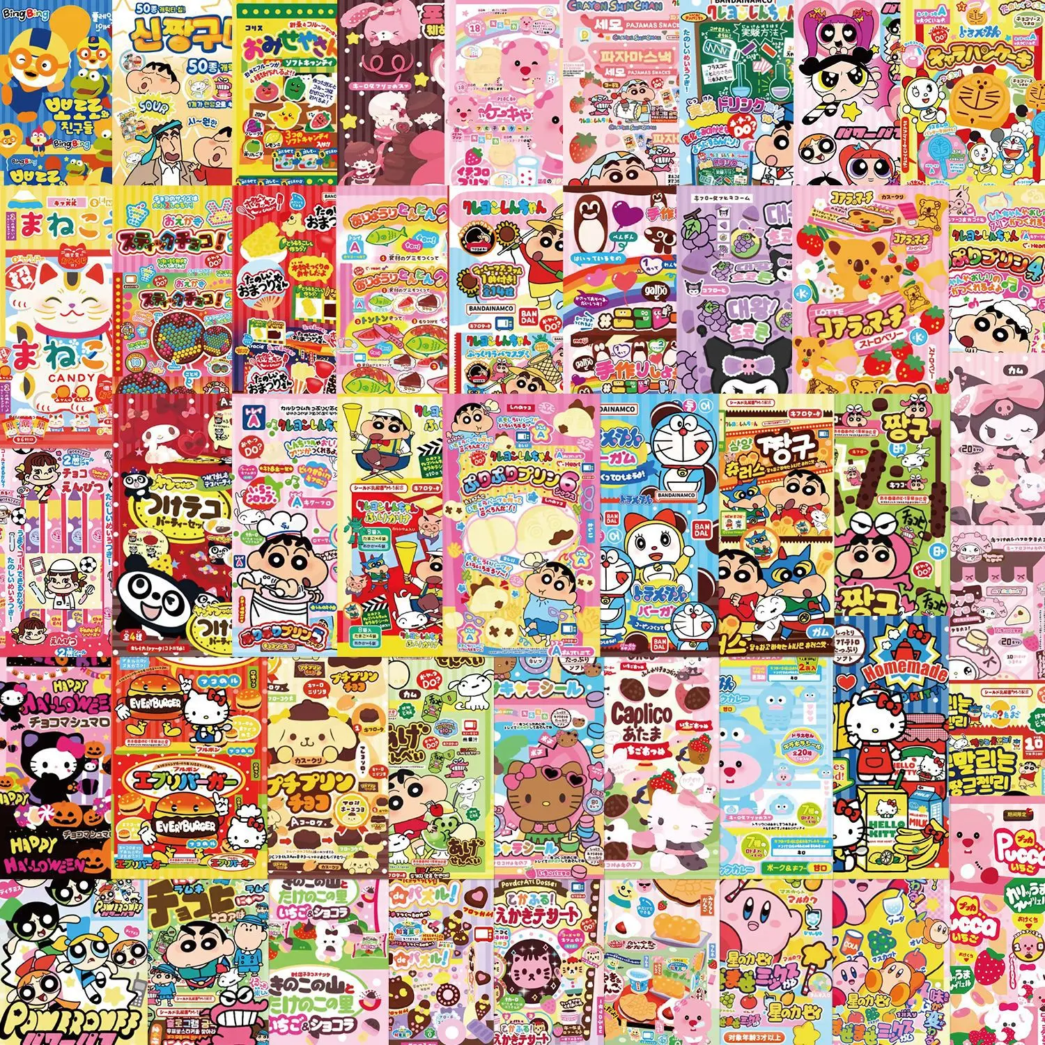 50Pcs Kawaii Cartoon Labels Sealing Stickers Aesthetic Decorative Stationery Laptop Sanrio Decals Anime Collection Sticker Gift