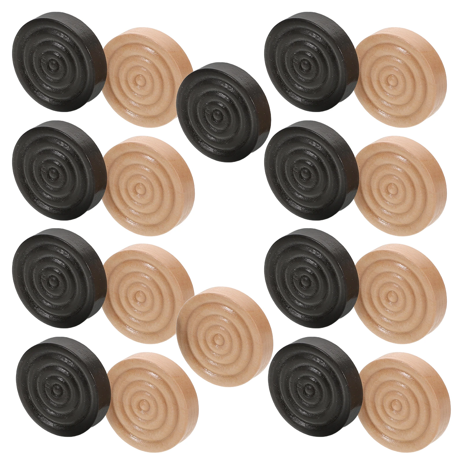 

24 Pcs Wooden Checkers Game Board Games Solid Chess Boards Pieces Accessories Travel