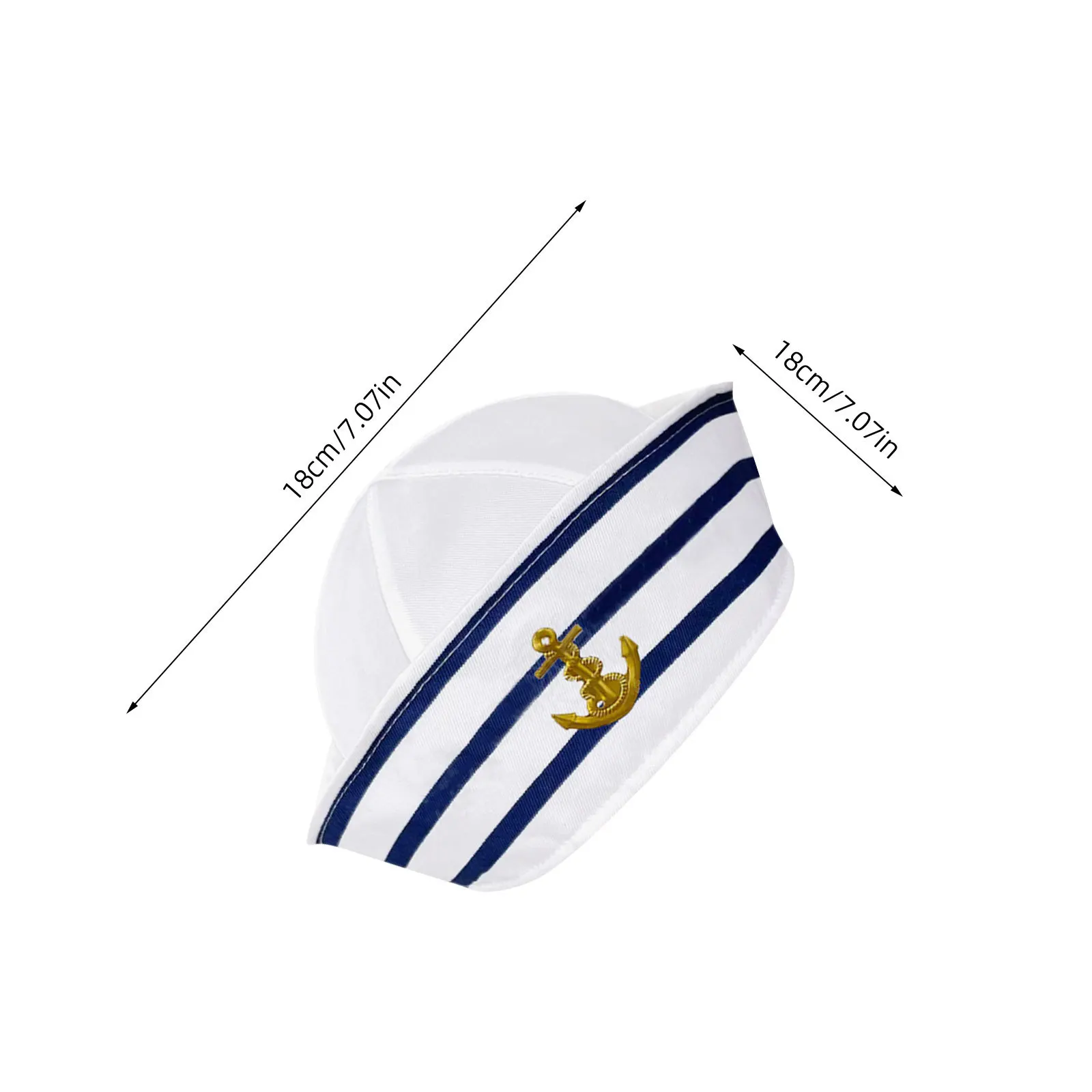 Blue White Striped Sailor Hat 56cm One Size Fits All Polyester Fiber Yacht Bob Captains Prop Cosplay Stage Performance Hat