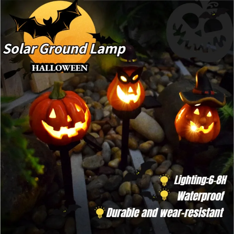 

Halloween Solar Lamp Waterproof Pumpkin Stake Lights with Hat/ Glasses Festival Decoration for Garden Balcony Yard Lawn Pathway