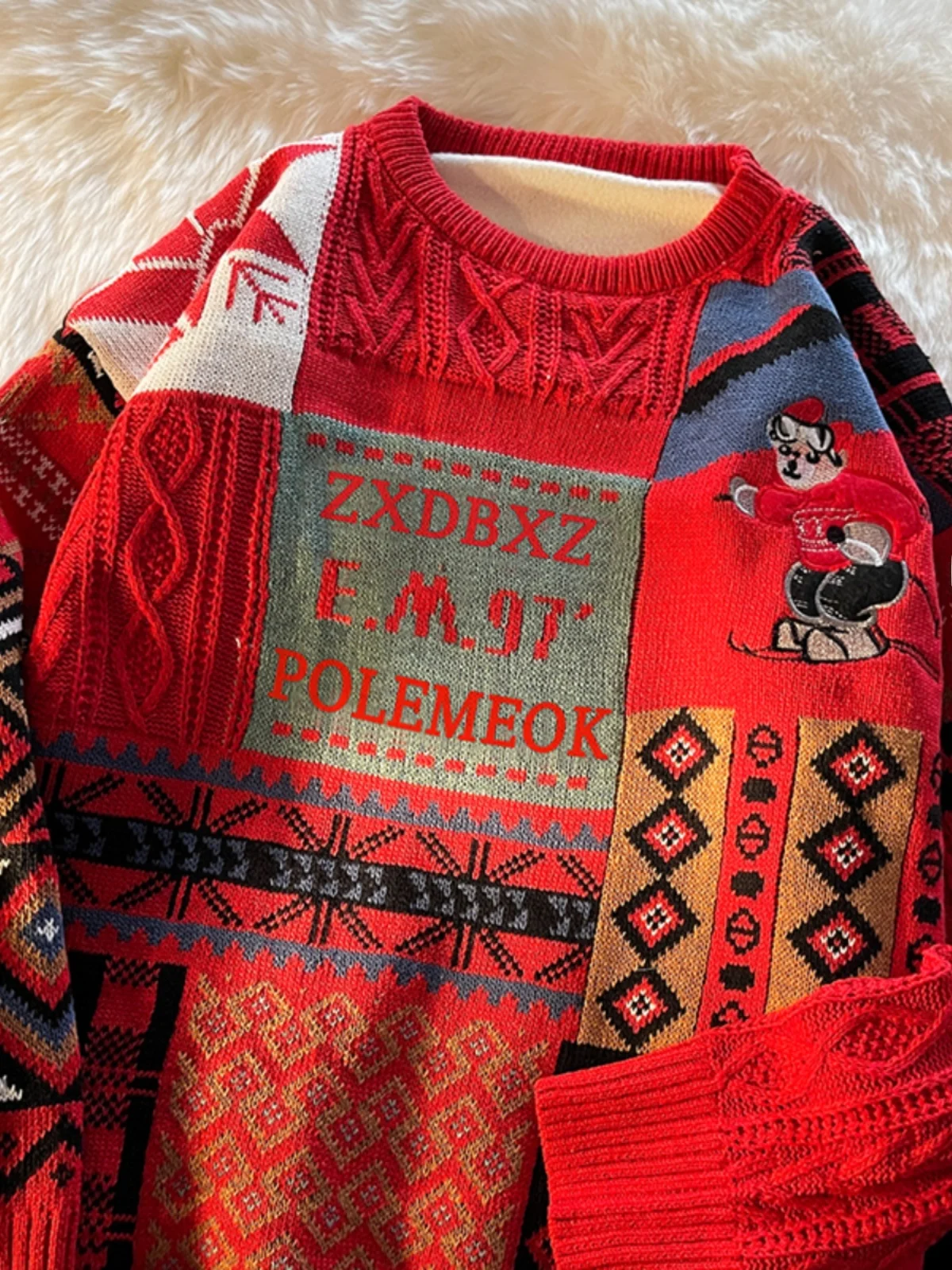 

Мужской свитер Cisas Bear Aosphere: осенне-зимний, в японском стиле, для пар, оверсайз, высококачественный вязаный джемпер