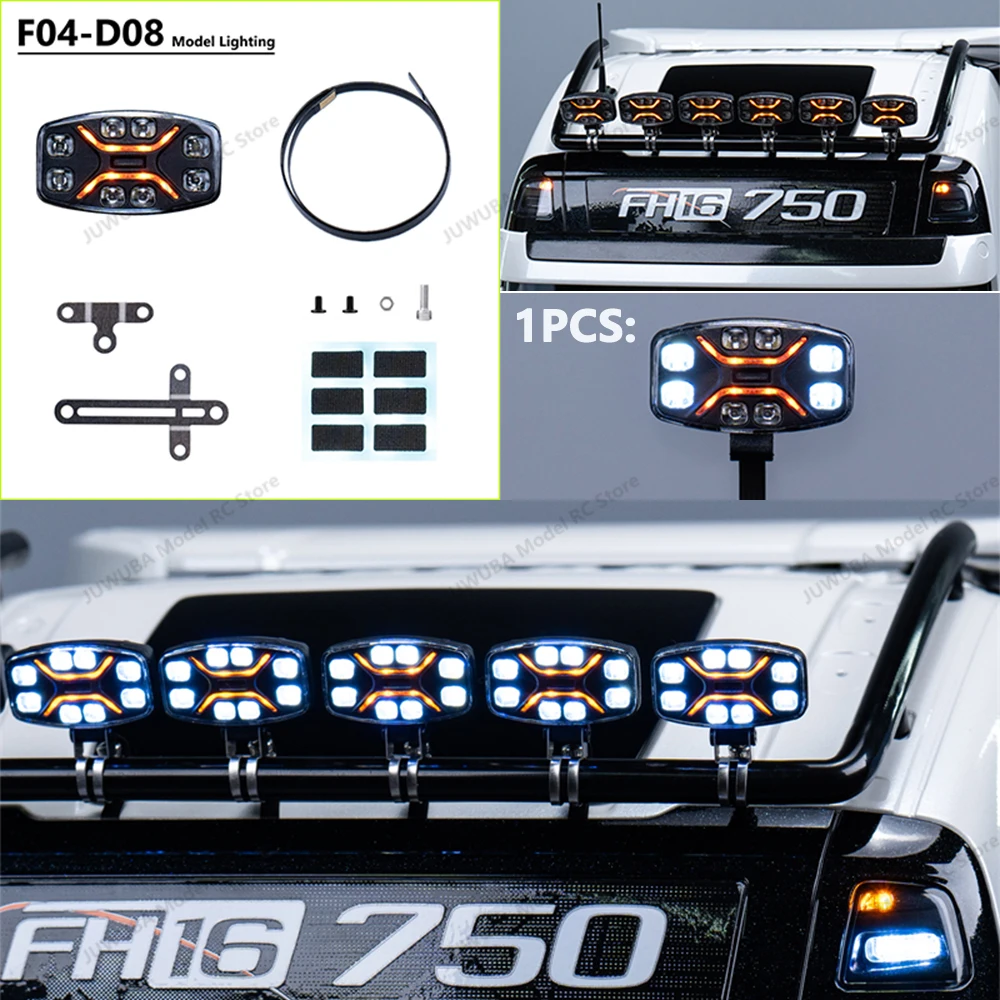 

1/14 RC Truck LED Roof Light Headlight Spotlight Auxiliary Driving Flash For Tamiya Rc Trailer Truck 1/10 RC Crawler Car parts