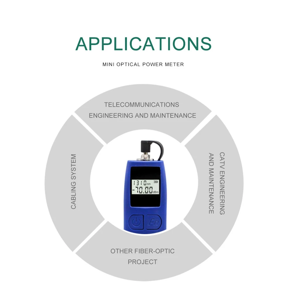 Mini testador de medidor de potência óptica de 6 comprimentos de onda -70To10 testador de fibra óptica medidor de taxa de trabalho óptica portátil