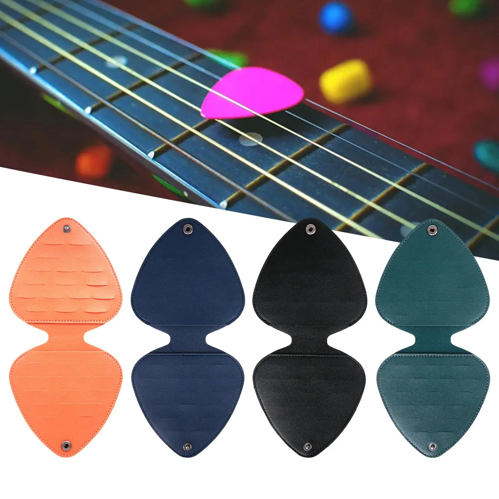 Guitar Pick Holder PU Leather Plectrums Bag Guitar Picks Case for Guitar Players Guitarist Acoustic Electric Guitar Kids Friends