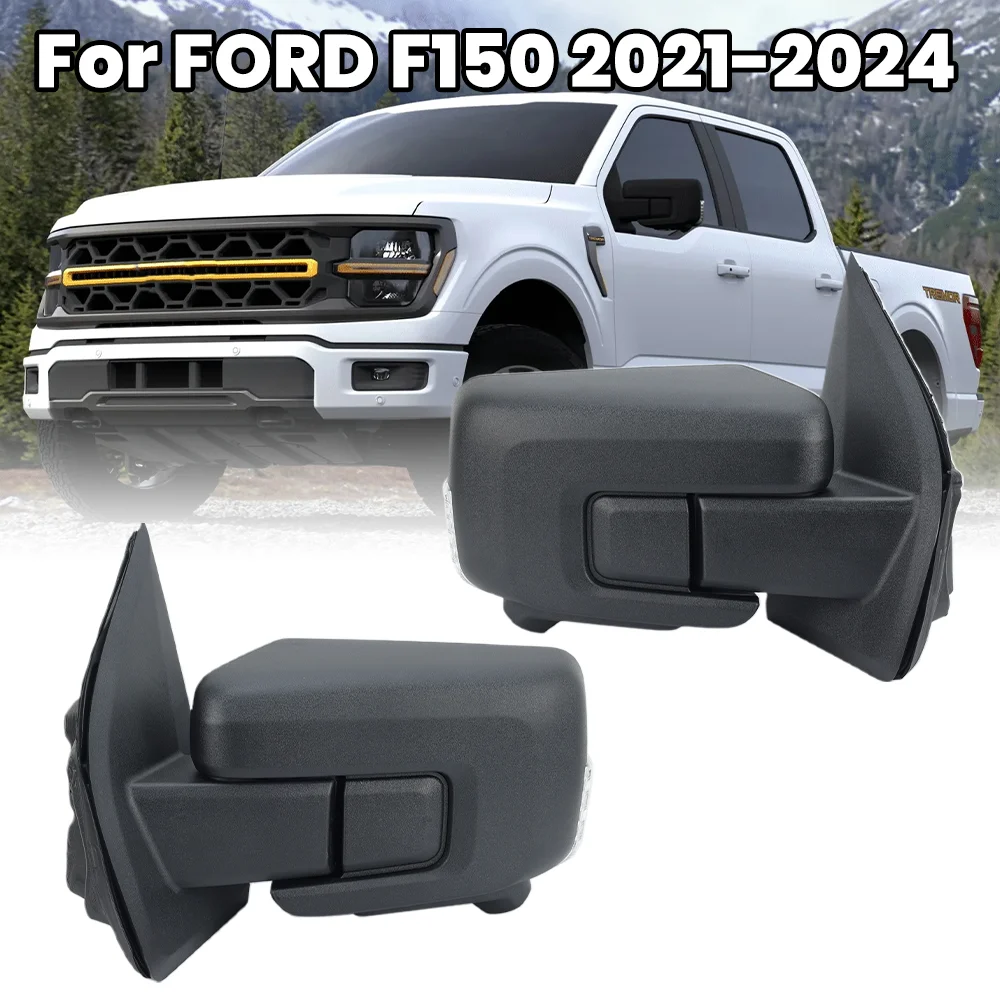 

13 + 1 провода, зеркало боковой двери в сборе для Ford F150 2021-2024, текстурированное черное ручное складное зеркало для камеры, автомобильные аксессуары