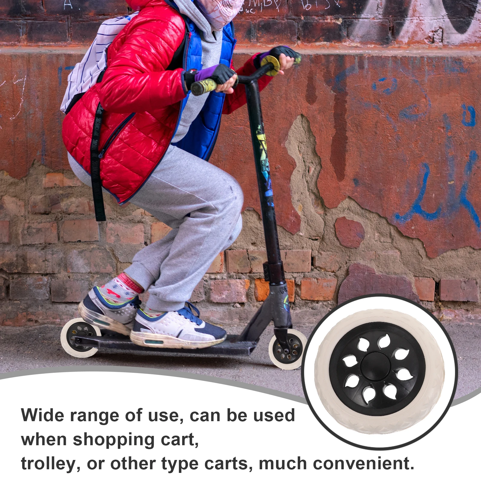 

4pcs Black EVA Shopping Cart Wheels Replaceable Caster Trolley Wheel Multipurpose Cart Accessories Wheelchair