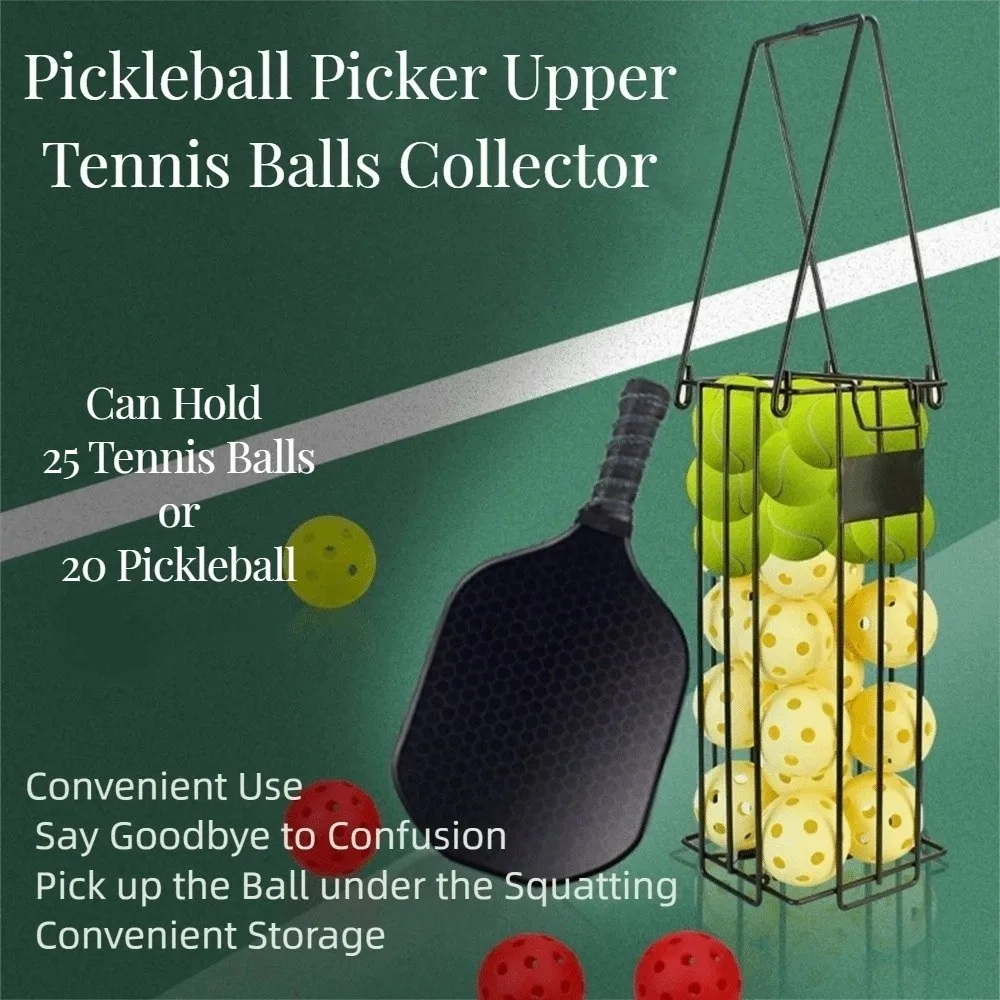 

Black Pickleball Picker Upper Ergonomic Handle Press Collector Tennis Balls Collector Durable Save Effort Tennis Ball Hopper