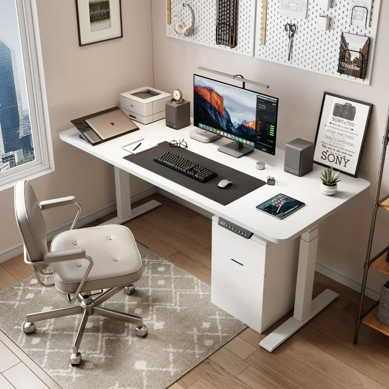 

Студенческий стол премиум-класса. Бытовой белый компьютерный стол для начальной и средней школы. Детский электрический подъемный учебный стол.