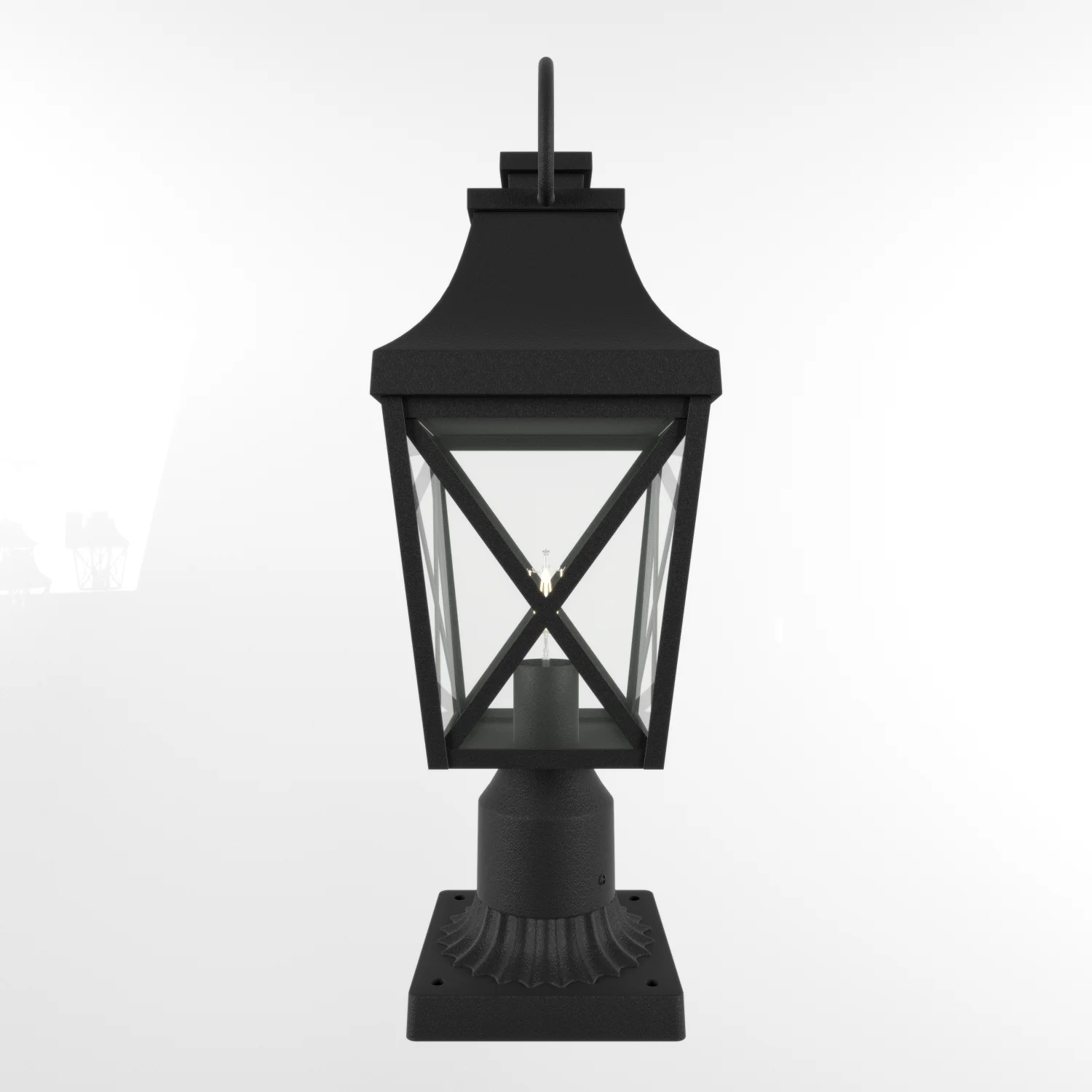 Outdoor Post Light,Lamp Post Light Fixture,Post Lantern with Pier Mount Base,Textured Black,21.3in,Suitable for Gardens, Yards o