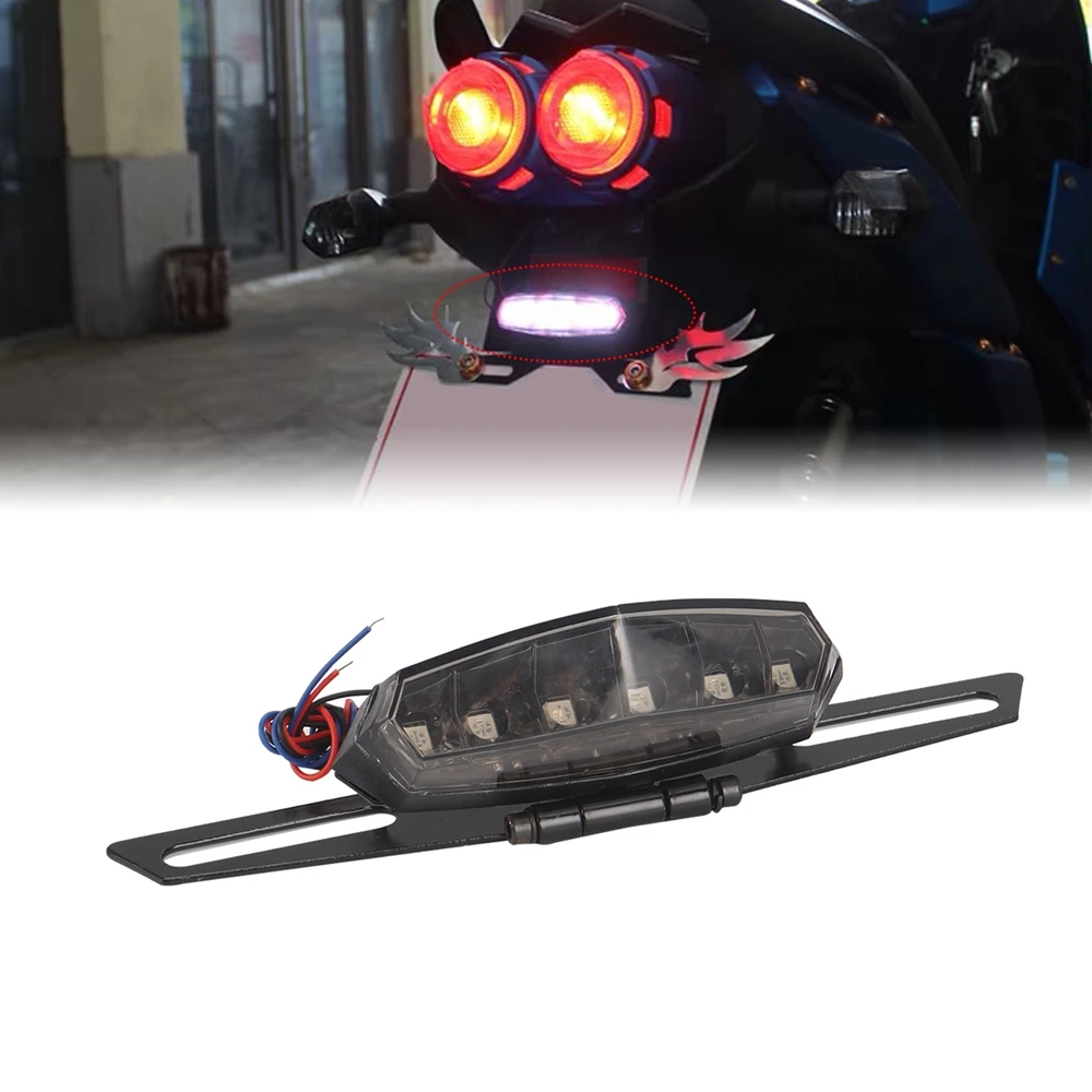 12V 6 LED Motorcycle Rear Tail Light Rear Lights Brake Stop Light Racer Dual Color Lamp Motorbike Accessories Bracket Mount