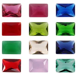 50pcs/lot Glass beads rectangle shape Various Color Loose Stone Machine Cut Glass Synthetic GemStone For Jewelry