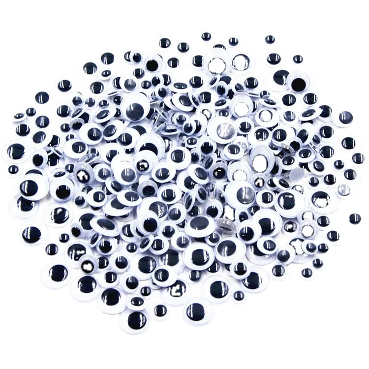 Wobbly Googly Eyes 6mm 8mm 10mm 3D Plastikowe czarne oko z naklejką samoprzylepną dla dzieci DIY Akcesoria do lalek dla dzieci 200szt