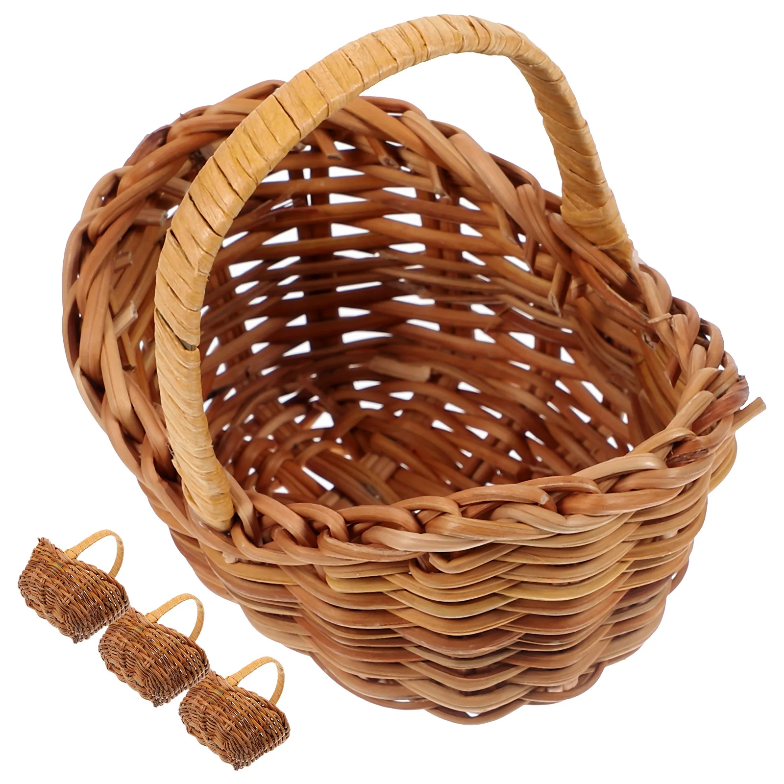 

4 Pcs Mini Basket Gift Baskets House Accessories Miniature Woven Storage Toy Room Small Flower Rattan Baby Girl