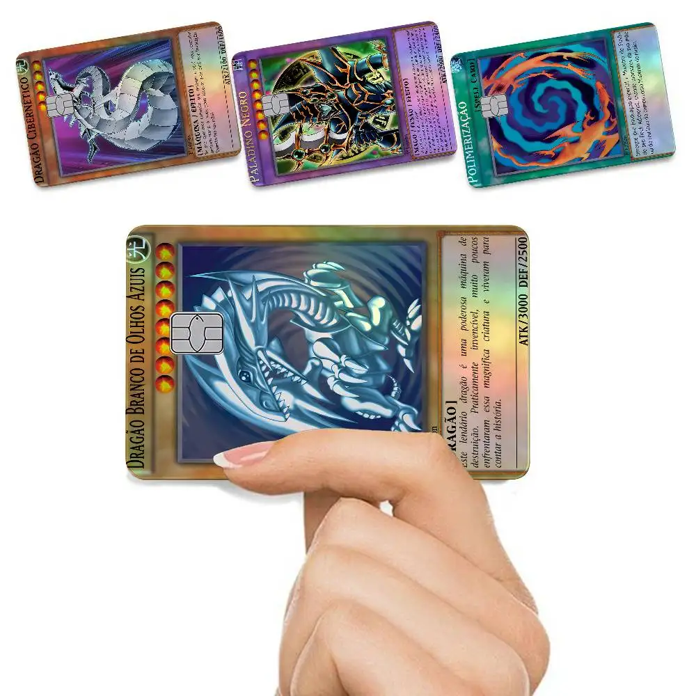 Yu-Gi-Oh MONSTER CARD 4Pcs/Set Holographic Laser Credit Card Stickers Iridescent Waterproo Fits All Standard Bank Cards