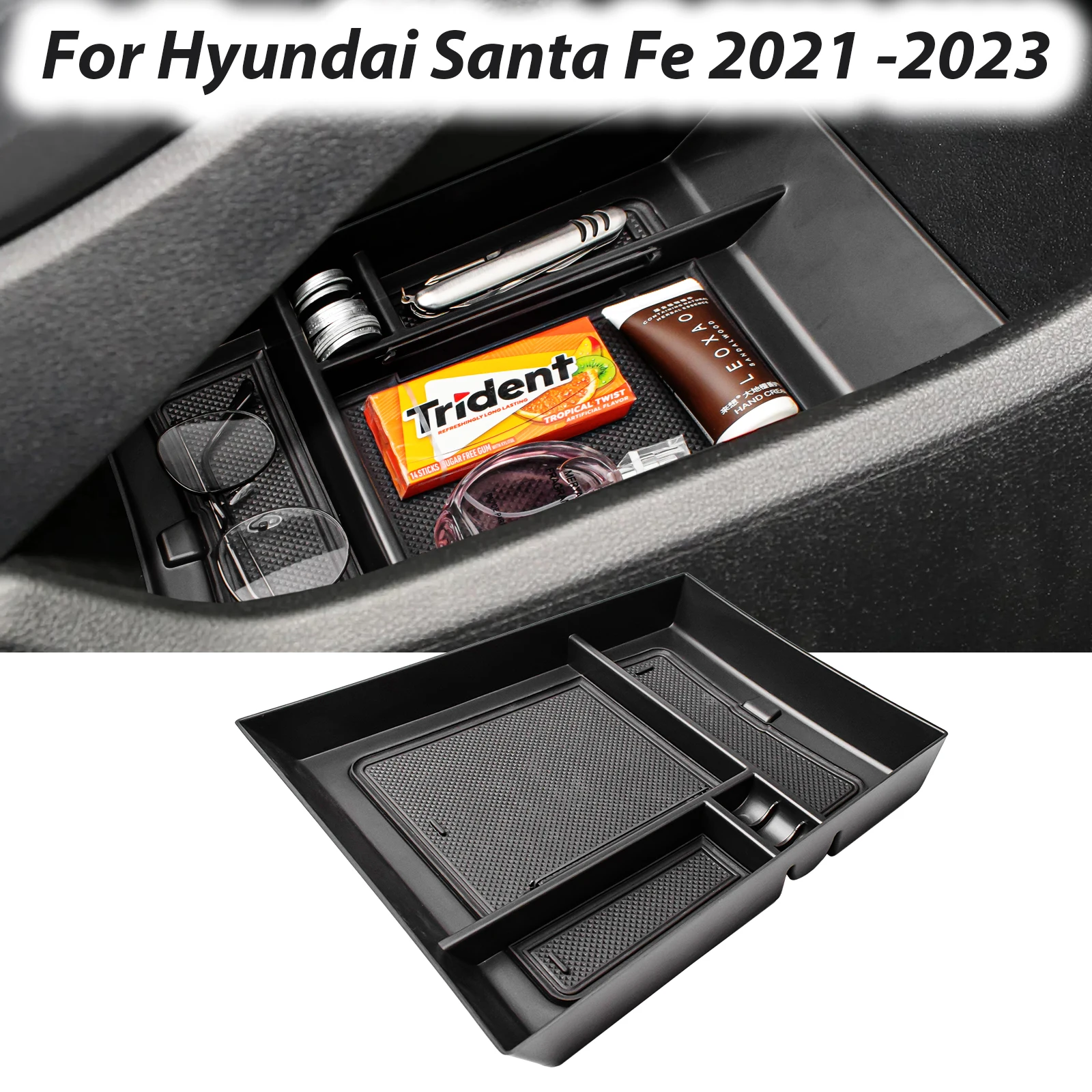 

Center Console Lower Tray For Hyundai Santa Fe 2021 2022 2023 Armrest Box Storage Car ABS Accessories Center Lower Organizer