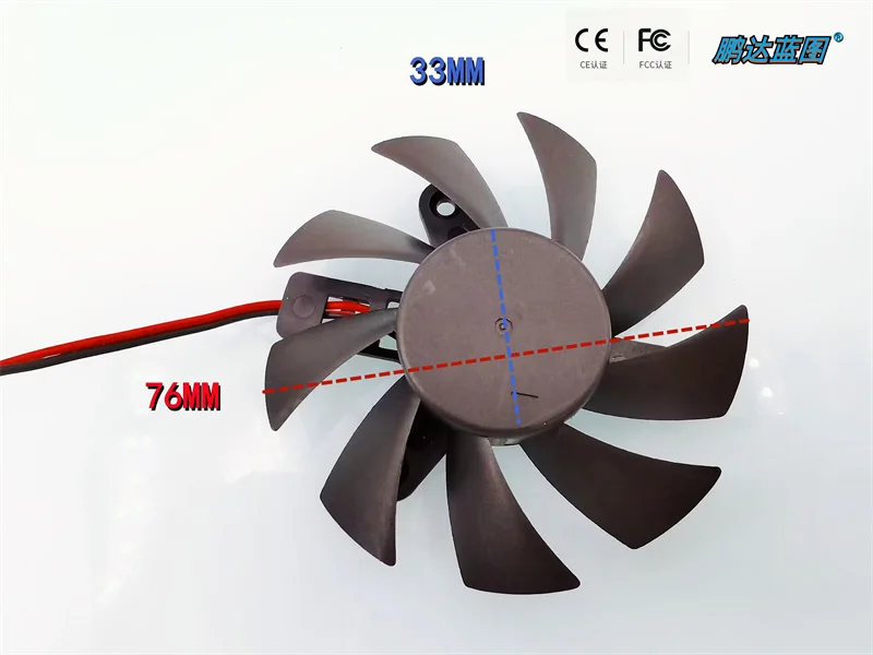 Pengda Blueprint-ventilador de disipación de calor, cojinete hidráulico de 12V, 0.26A, agujero de paso de 47mm, 75x15mm, tarjeta gráfica, isosceles 7515