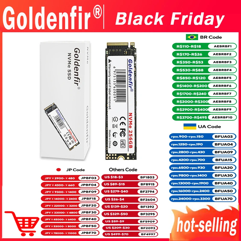 M2 SSD NVMe 256GB Goldenfir M.2 PCIe 128GB 120GB 512GB 1T Solid State Disk 2280 ฮาร์ดไดรฟ์ภายในสําหรับแล็ปท็อปเดสก์ท็อป TLC/QLC