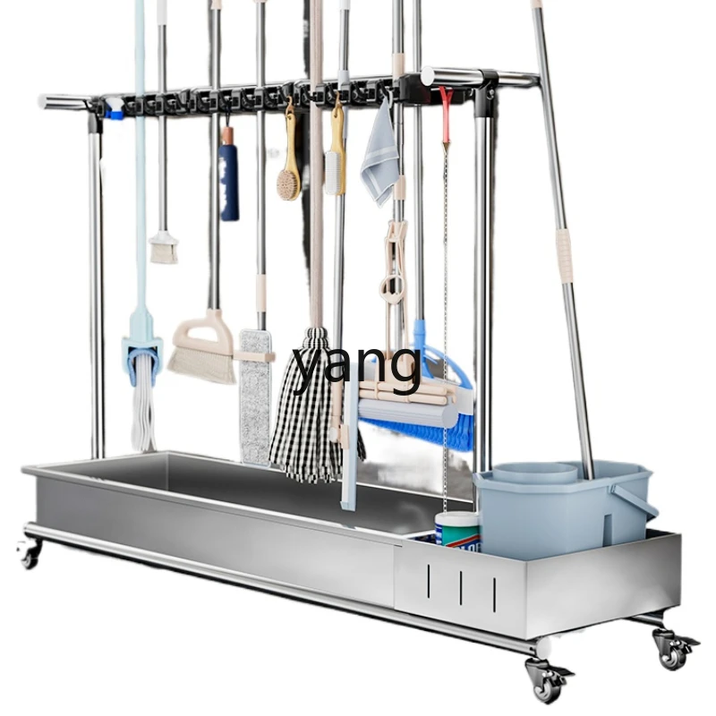 Yjq Stainless Steel Mop Stand Commercial Mobile Floor Cleaning Tools Sanitary Storage Mop Drain Pool