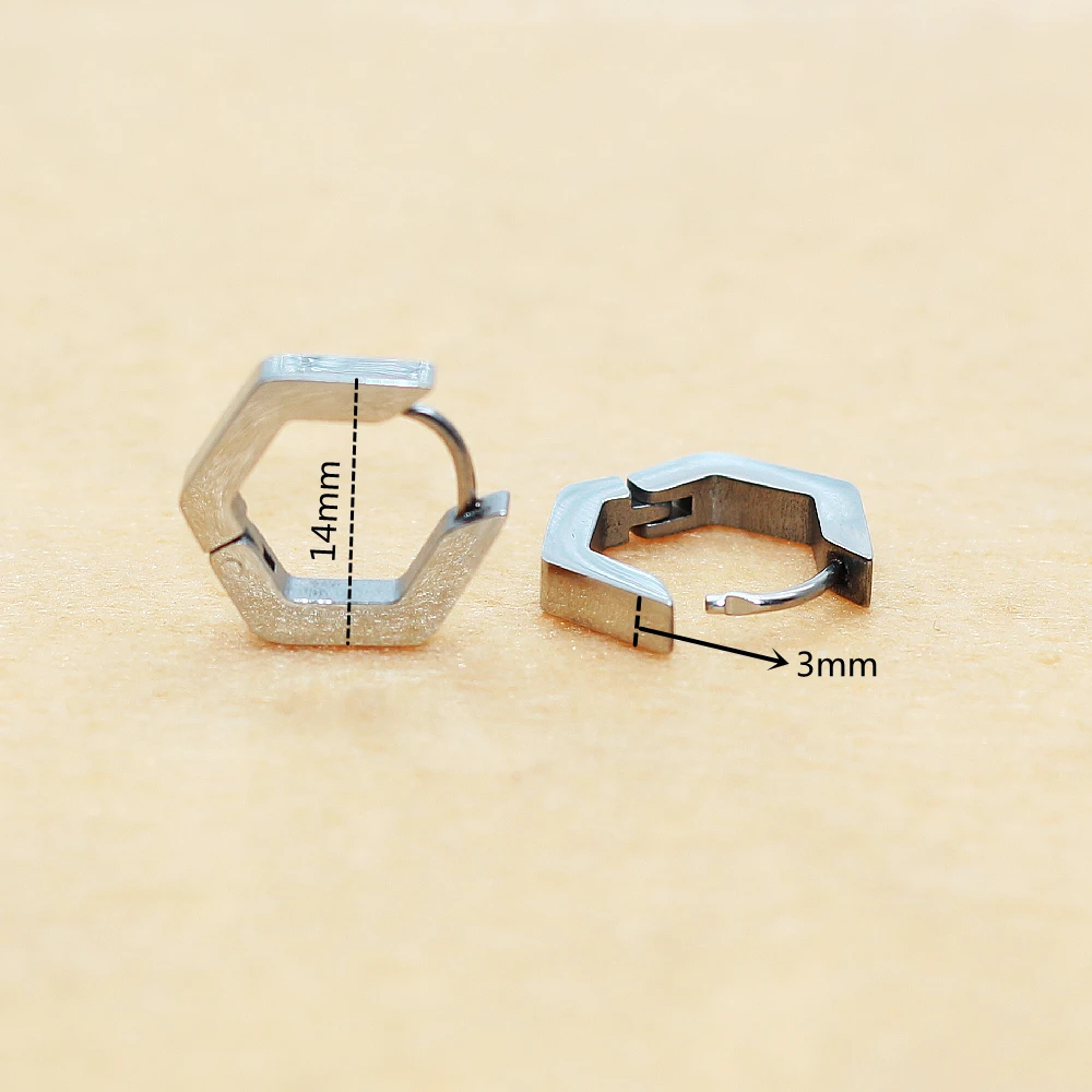 

Titanium 316L Stainless Steel Hoop Earrings Vacuum Plating No Fade Anti-allergy 14mm Geometric