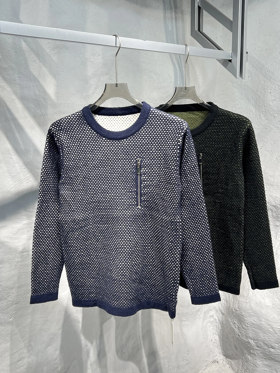 Pull en laine tricoté doublé Fce pour hommes, tenue décontractée, mélange de fermeture éclair, haut chaud d'hiver rond Ne Long Sve