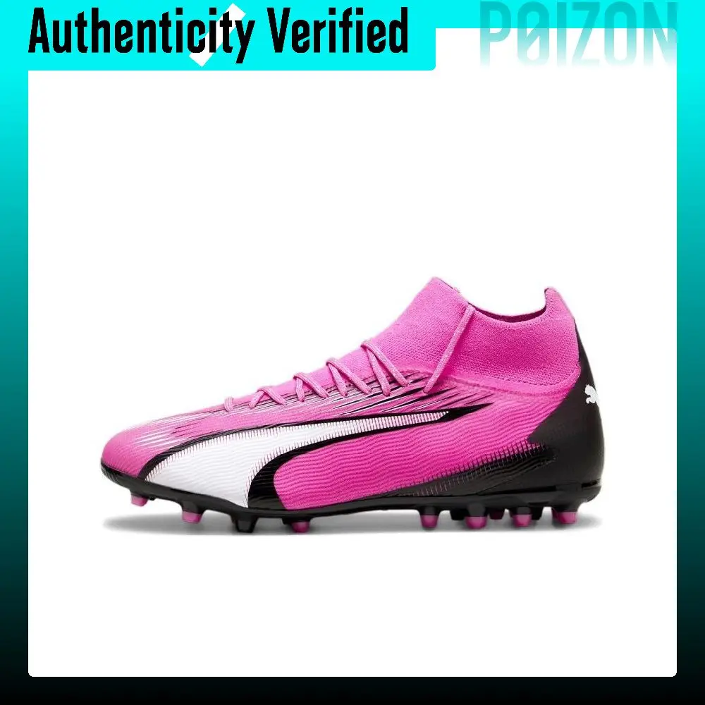 PUMA Ultra Pro Comfortable Round Toe MG Multi Ground Mid Top, Soccer Shoes Men's Pink Black White 107752-01