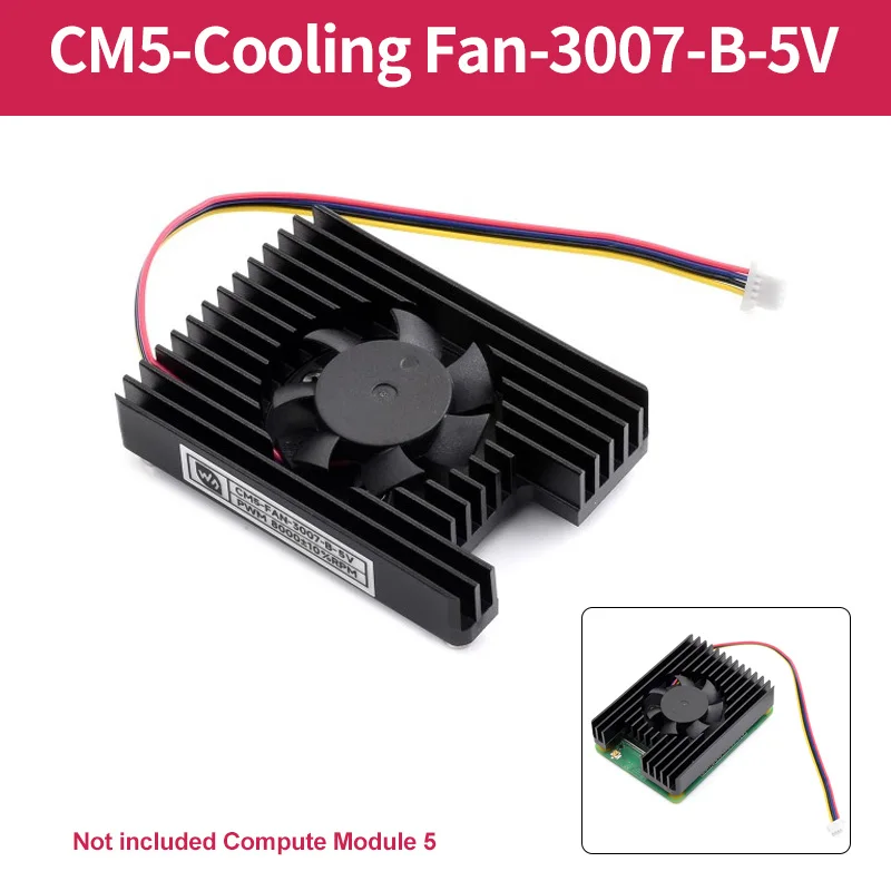 Вентилятор охлаждения CM5 3007-B 5V с регулируемой скоростью и термопрокладками для Raspberry Pi Compute Module 5 IO Board