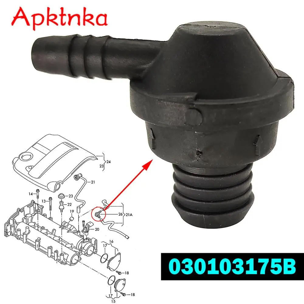 APKTNKA Engine Breather Hose One Way Valve For SKODA FABIA OCTAVIA II 1Z RAPID NH ROOMSTER 5J SUPERB MK2 3T4 Vent  030103175B