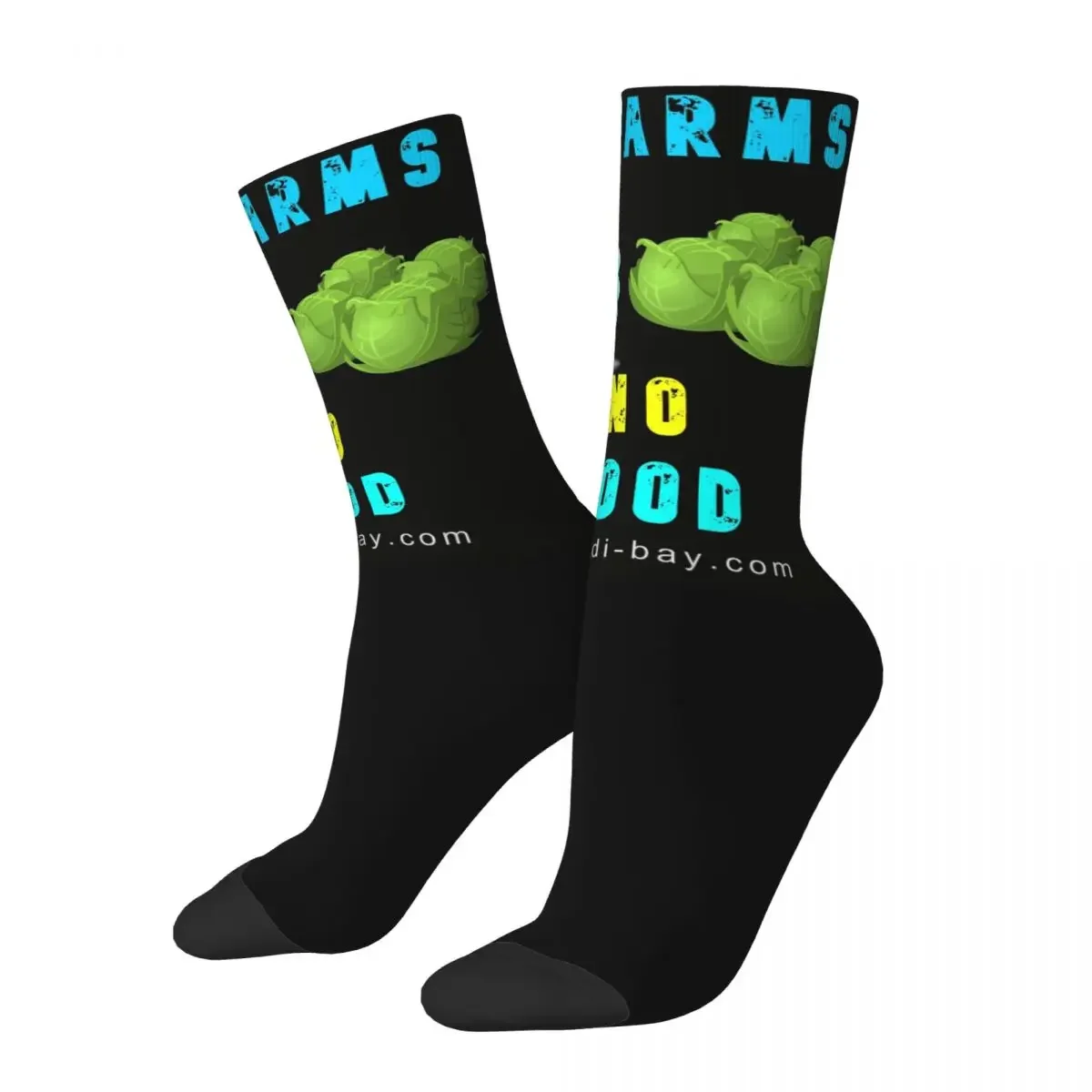 

No Farms No Food Socks Harajuku Super Soft Stockings All Season Long Socks Accessories for Man's Woman's Birthday Present