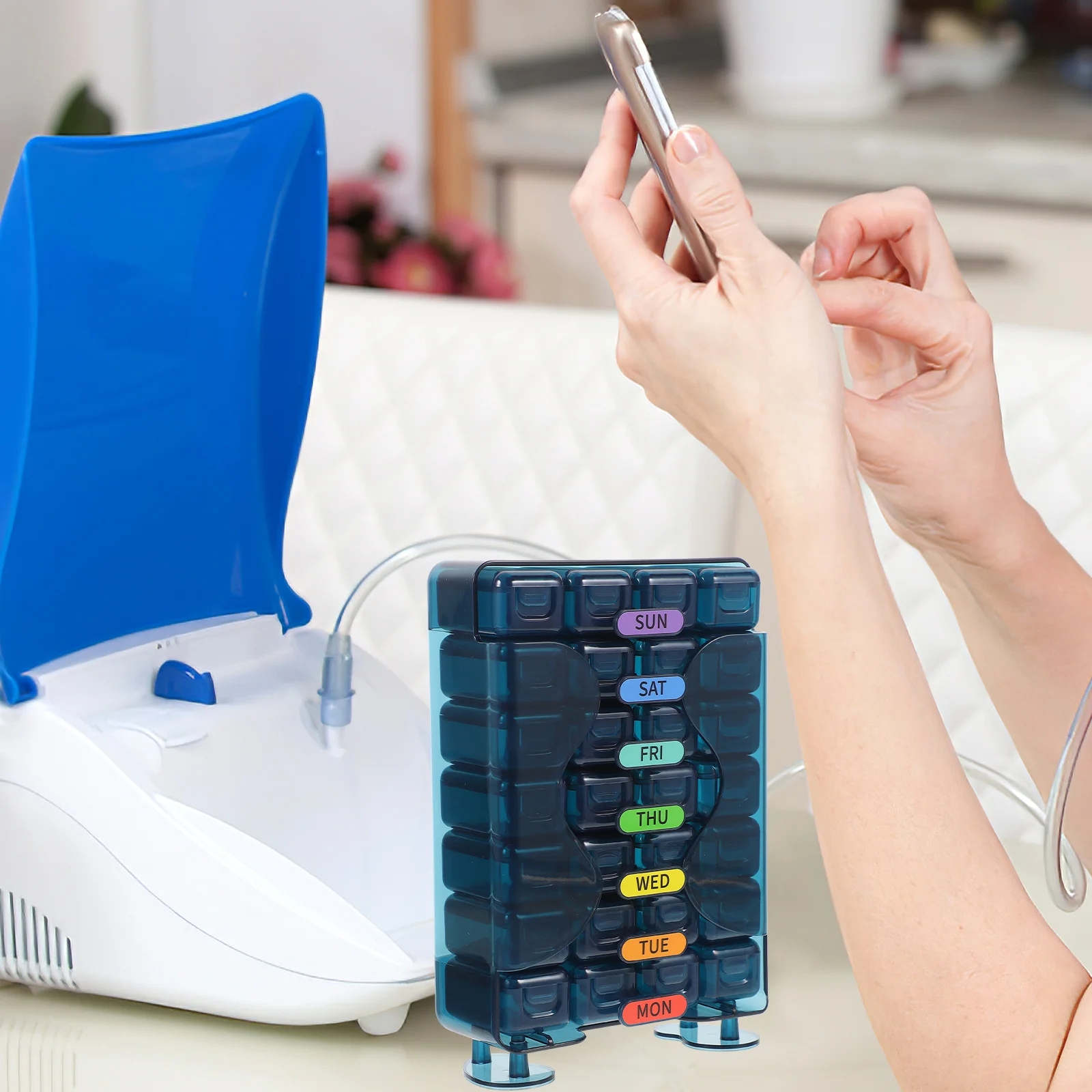 

Portable Pill Organizer Weekly Monthly Travel Medicine Case Small Holder Durable Moisture-Resistant Storage Box For Daily