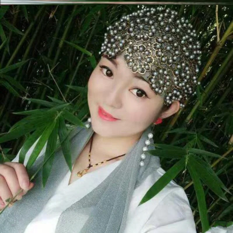 Muslim Women Flower Beads Hijab Long Tail Turban Beanies Turbante Mujer Soft Head Wrap Bonnet Headscarf For Wedding Party Islam