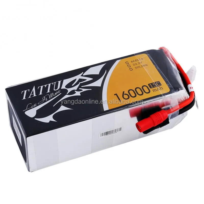 

Agricultural UAV Battery Tattu 16000mAh 15C 6S1P 22.2V Lipo Pack With AS150 +XT150 Plug