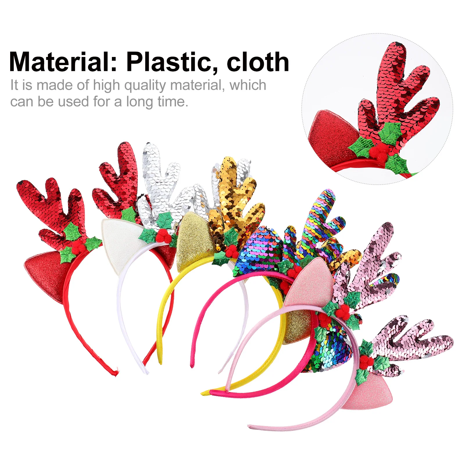 

5Pcs Antler Hair Hoop Christmas Headband Xmas Party Hair Accessories Cute Headdress Birthday Holiday Cosplay Festival