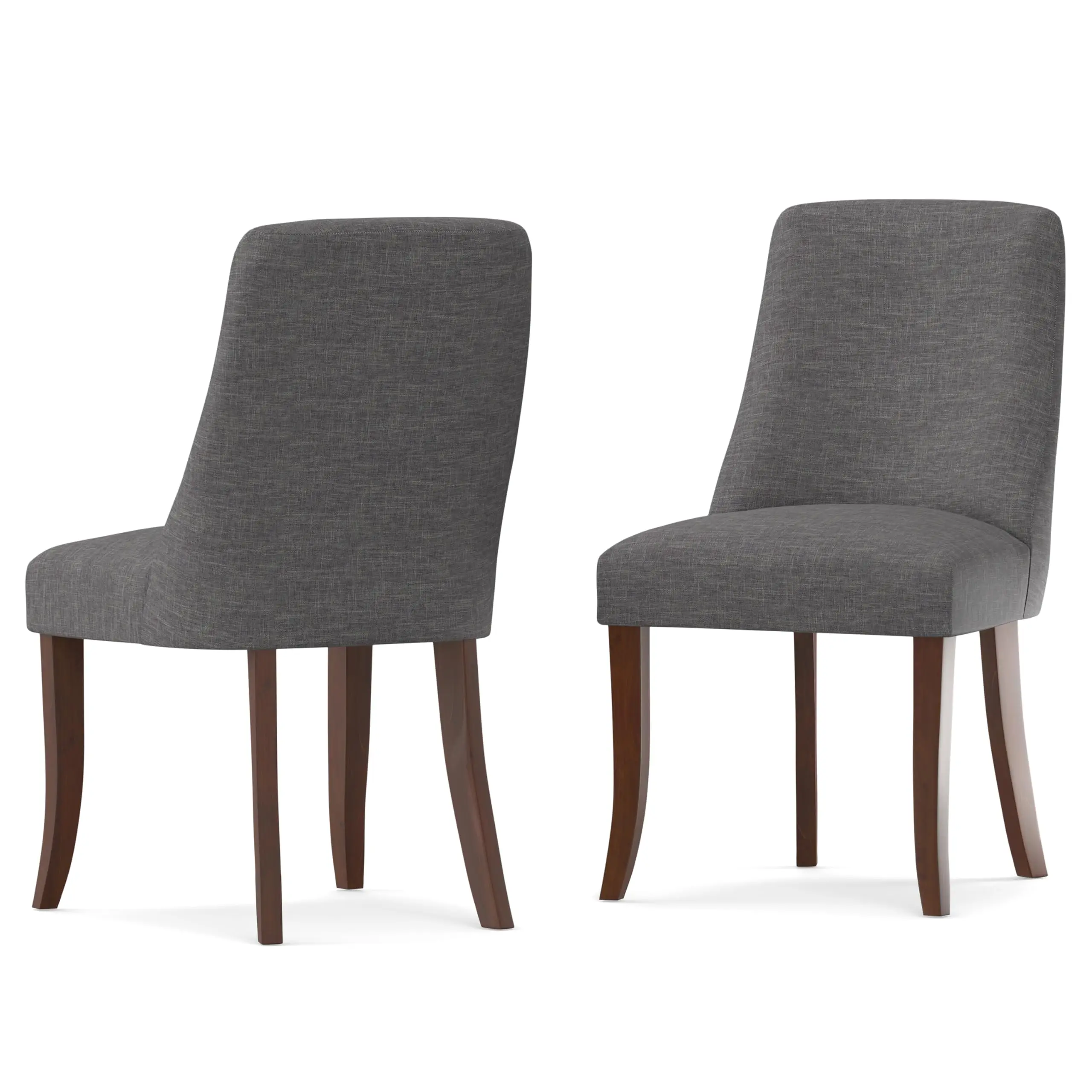 

Modern Dining Chairs Set Of 2 With Linen Look Fabric And Solid Hardwood Frame Slate Grey