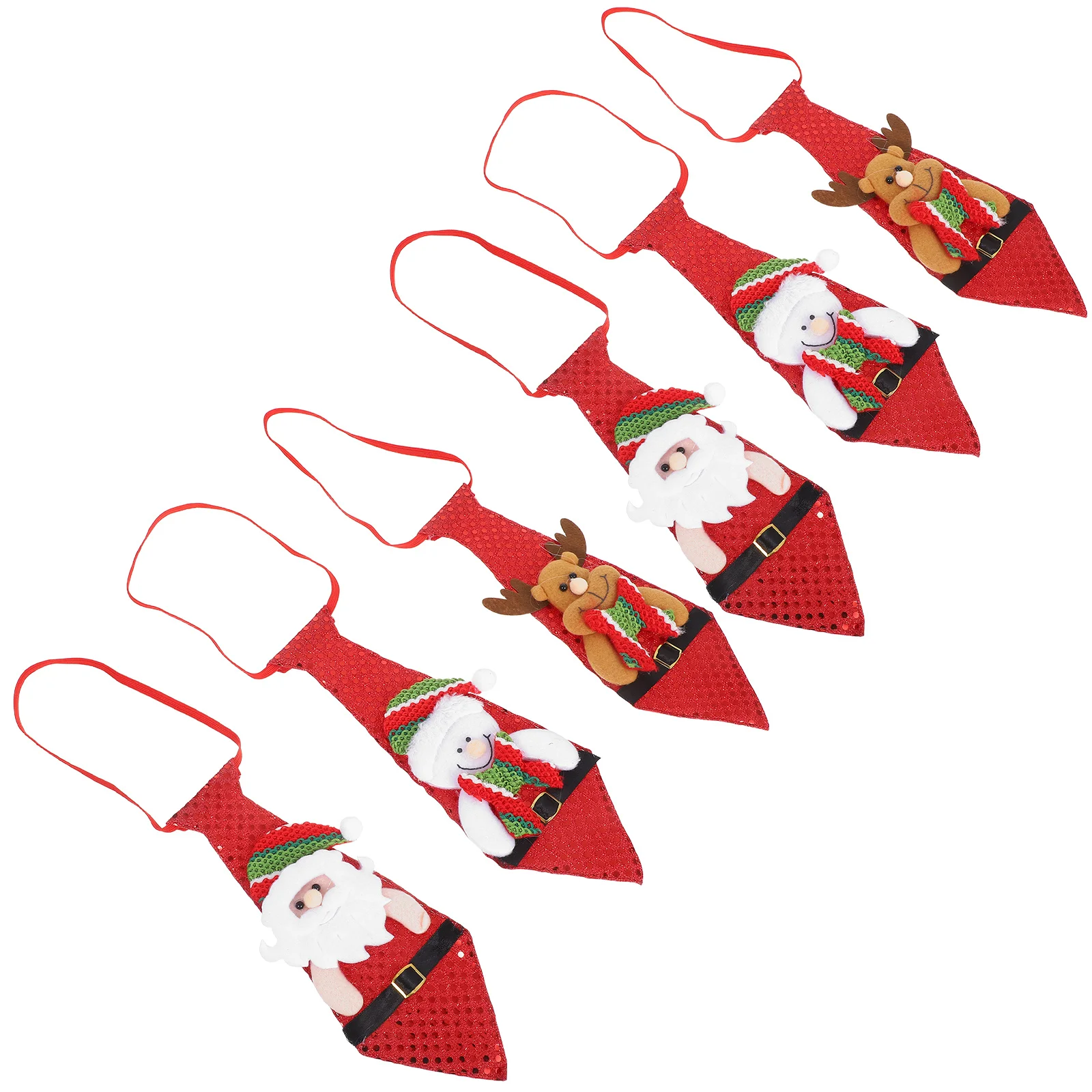 

6 Pcs Holiday Party Tie Festive Ties Fabric Necktie Christmas Decor Funny Decoration