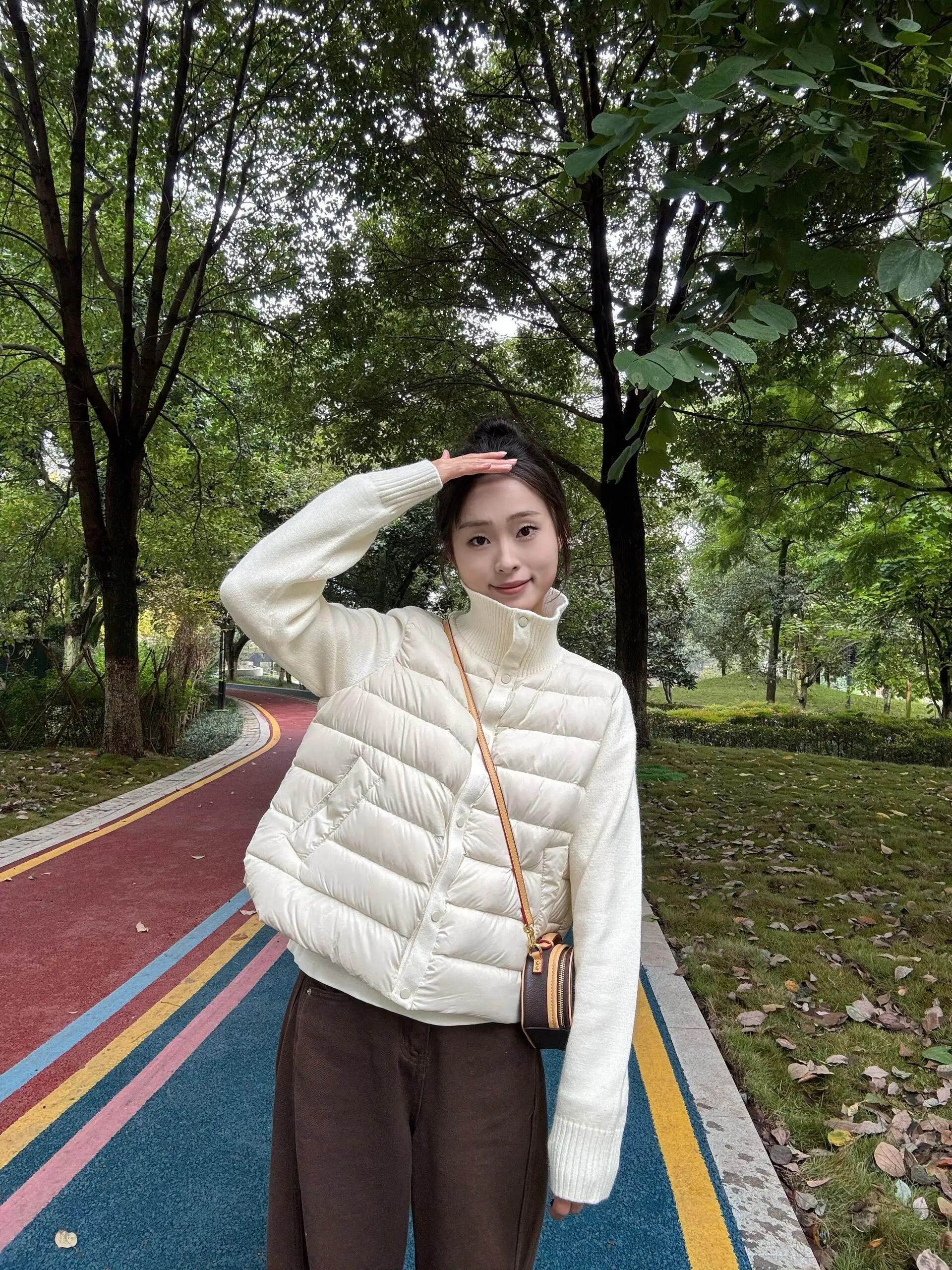 

Легкая утепленная короткая вязаная хлопковая куртка для женщин, зимняя теплая, с воротником-стойкой, в стиле пэчворк, с длинными рукавами, из полиэстеровой ткани