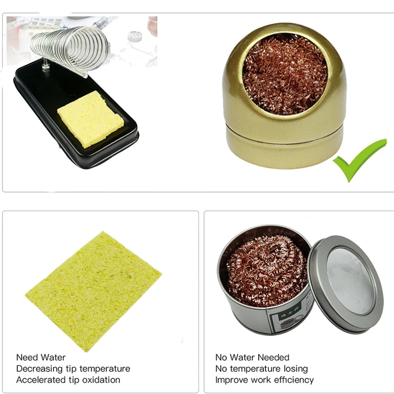 Cleaning Ball Desoldering Soldering Iron 10pcs Clean Sponge Clean Nozzle Tip Copper Wire Cleaner Ball Metal Box Cleaning Sponge