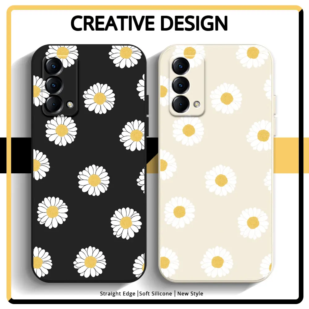 Daisy Flower Case For Realme GT Master Edition Realme V50S V13 9 5G Q3i Q3 Pro Carnival Shockproof Matte Soft TPU Silicone Cover